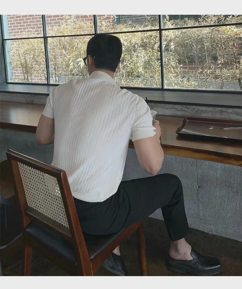 Men's Trendy Japanese-Style Polo – Summer Lapel Knit Solid-Color Short-Sleeved T-Shirt