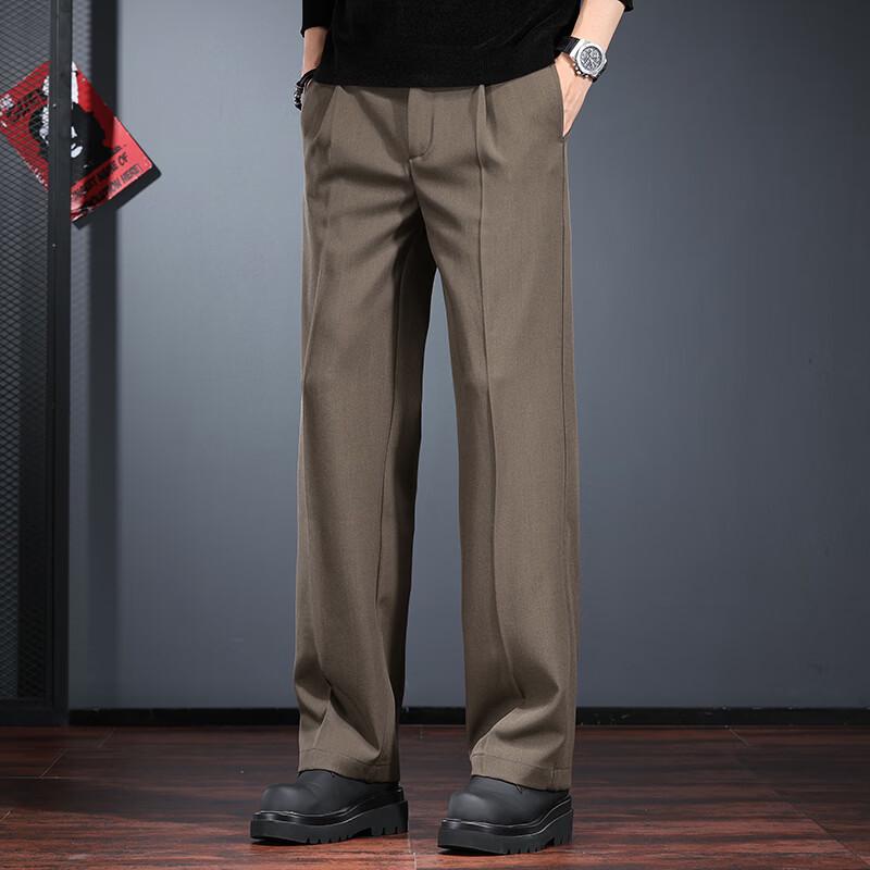Jie Leinuo Men's Casual Straight-Leg Suit Pants