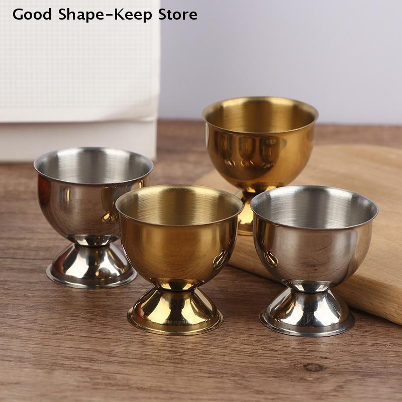 4Pcs Stainless Steel Boiled Egg Cups Stand Rack Eggs Holder Egg Cups Set Handy Egg Holder Kitchen Breakfast Cooking Tool