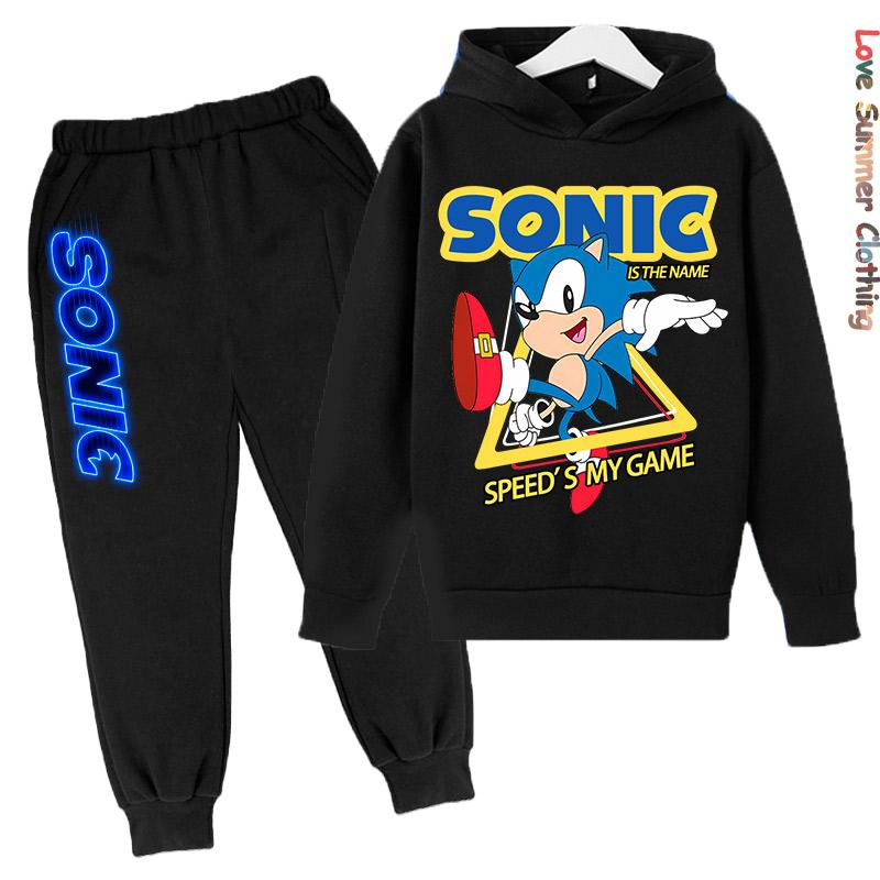 Kids Supersonic Clothing Jogging Blue Sweatshirt Top Coat Pants Two-piece set Hoodie Boys Girls3-12Yrs Clothes Casual Sports Set