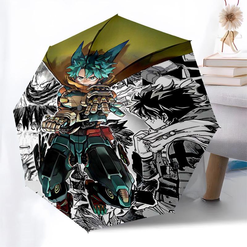 1pc My Hero Academia Boku No Hero Academia Automatic Opening & Closing Outdoor Umbrella with Katsuki Bakugo Design, Portable Tri-Fold Design, 8-R