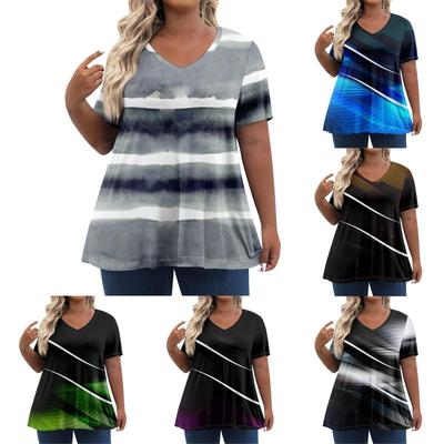 Γυναικεία Μπλούζες Μεγάλα Μεγέθη Μπλούζες Κοντομάνικες Μπλούζες V Λαιμόκοψη Καθημερινά Ρούχα Ρούχα Μοτίβα Μπλούζες Μπλουζάκια Γυναικεία