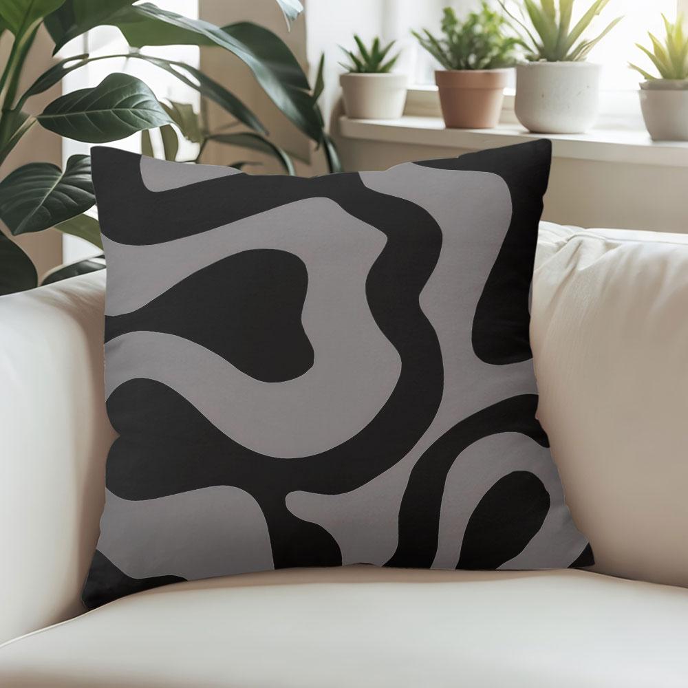 Gray Swirl Square Jacquard Pillow Cover for Sofa Office Waist Cushion Cover Home Decorative Pillowcase