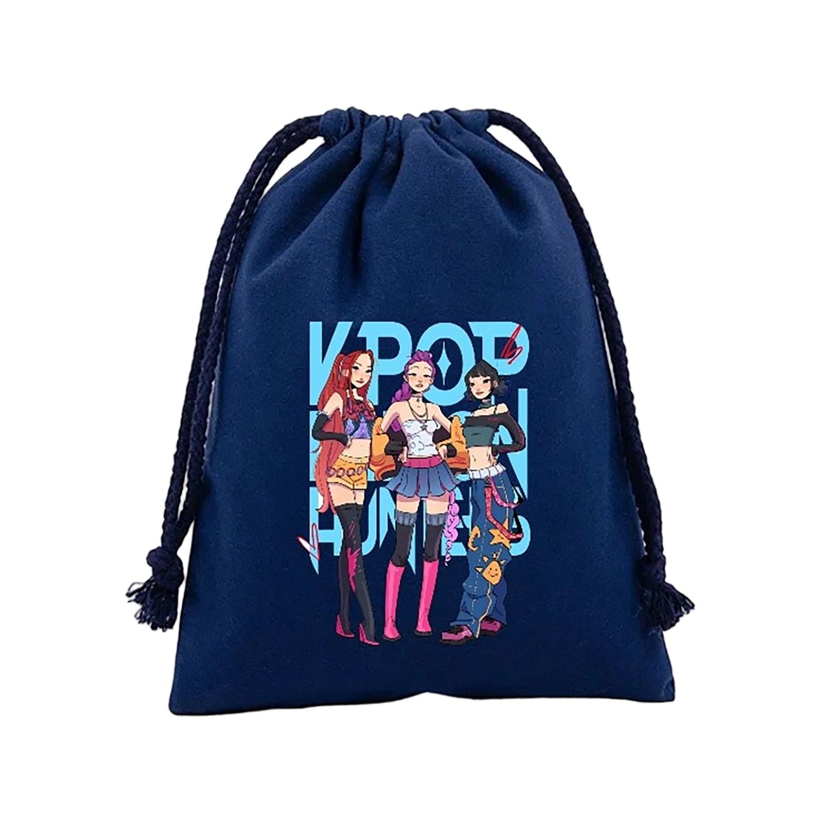 

Мультяшный холщовый мешочек на шнурке, дорожная сумка для хранения для девочек, детский мешочек для хранения One Size тёмно-синий