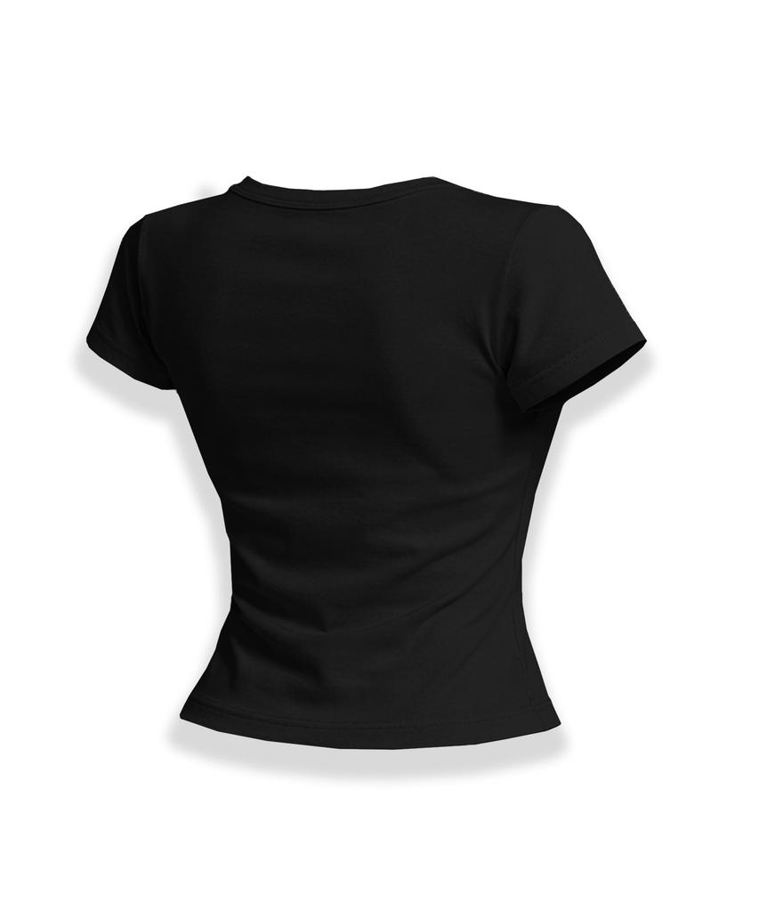 LIKE THE MOST Simple Basic Slimline Spandex Short Sleeve T-Shirt_Black