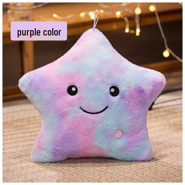 

Романтическая светящаяся разноцветная подушка-звезда - Плюшевое украшение и подарок на день рождения для девочки Large star 35*40cm/Heart 35*30cm without batteries