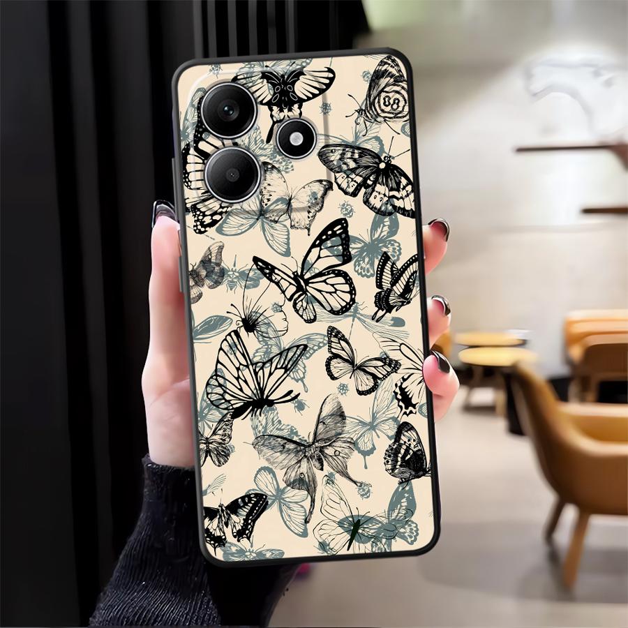 Case for Xiaomi Redmi Note 14 12 11 13 Pro Plus 12C 13C 14C A4 A5 A3 K80 A1 10 9 8 7 Phone Cover K40 A2 A1 Retro Butterfly