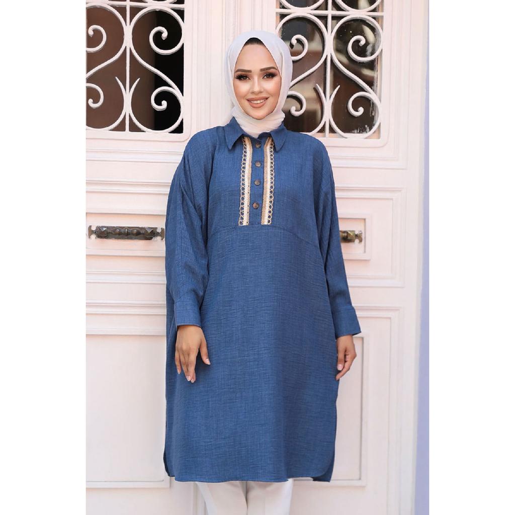 Buttoned Brown Hijab Tunic 663kh