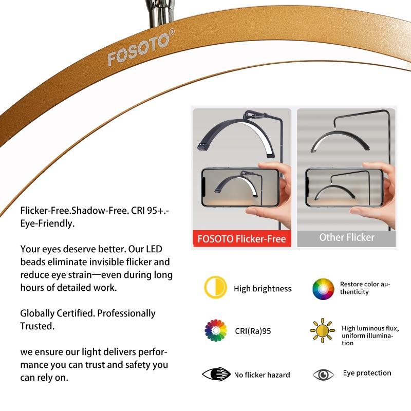 FOSOTO LED Half-Moon Desktop Ring Light Overseas Warehouse Fast Shipping For Beauty Salon: Nail Art, Tattoo, Eyelash & Video