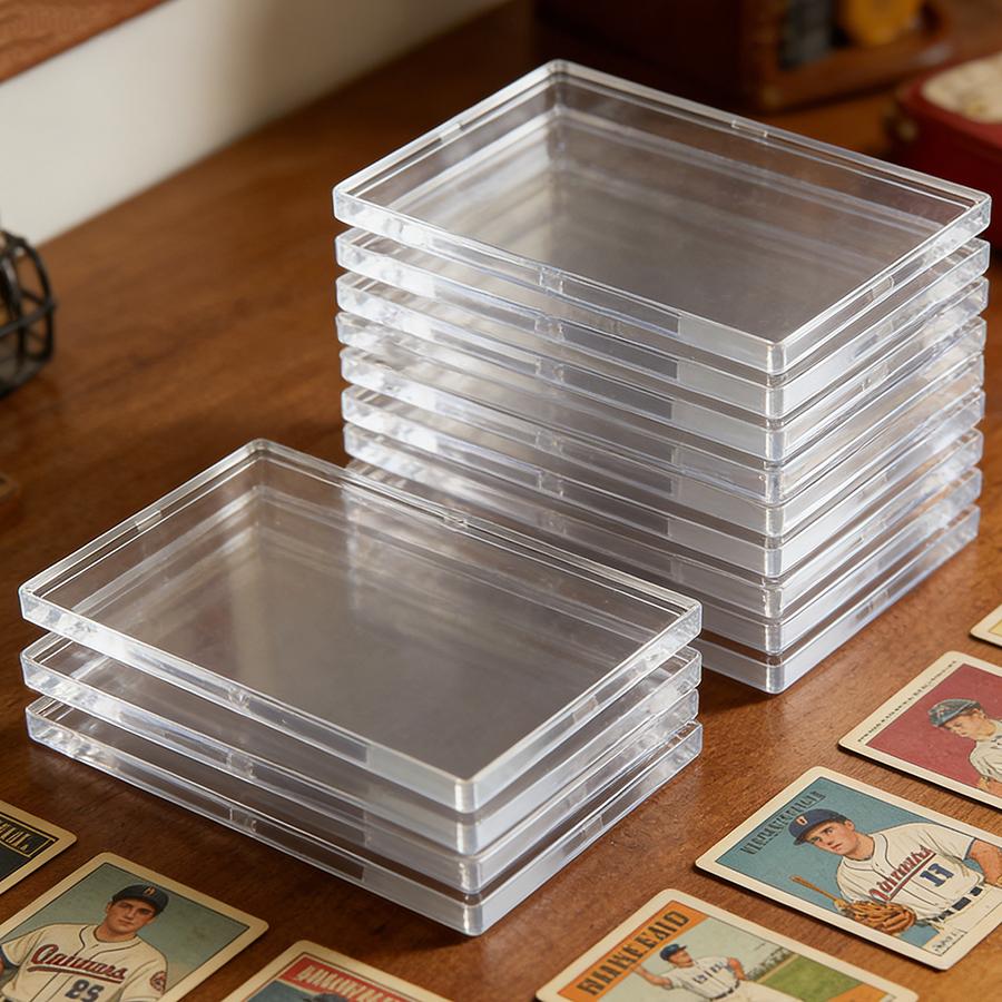 9pcs Hard Acrylic Transparent Card Storage Box Star Card Collection Accessories Toploader Sleeves Clear Rigid Protectors