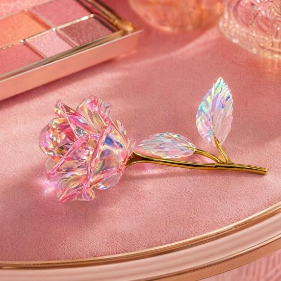Colorful Rainbow Artificial Rose Flower, Faux Crystal Forever Preserved Flower, Eternal Rose Gifts for Grandma Daughter Wife Girlfriend