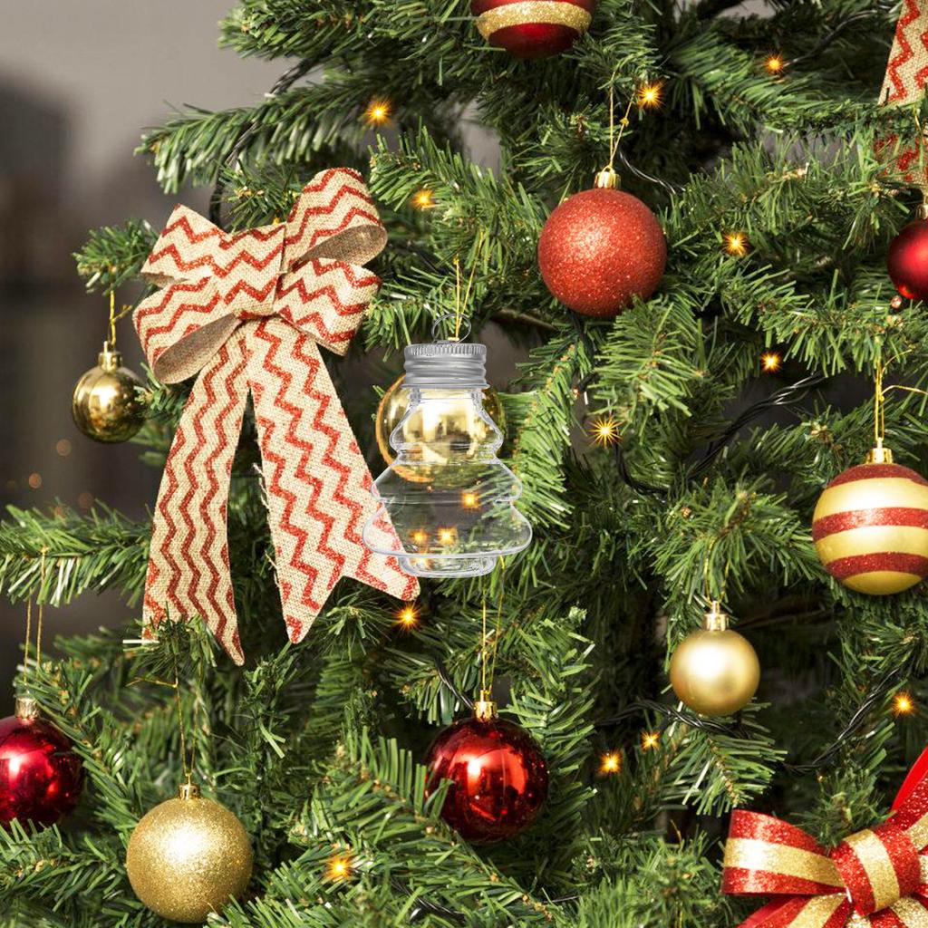 5/10PC Xmas Tree Shaped Hanging Ornament Bottle Party Transparent Plastic Candy Jar Decor Charm Cap Christmas Beverage Bottle