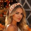 Decorative Headband for Holiday Parties Fall Knotted Women, Pumpkin Maple Leaf Headband, Stable Non Slip Hair Accessory Wide Brim Thanksgiving Autumn