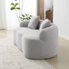 Light Grey Curved Loveseat, Round Armrests, Compression Sofa with 2 Cushions, Beige Bedroom Sofa, No Assembly Required.