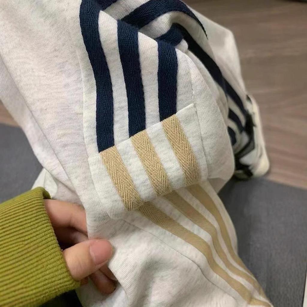 Women's Striped Wide-Leg Sweatpants - Autumn Design
