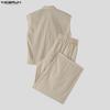 INCERUN Two Pieces Casual Sets Men Sleeveless Waistcoat and Long Cargo Pants Trousers Outfits