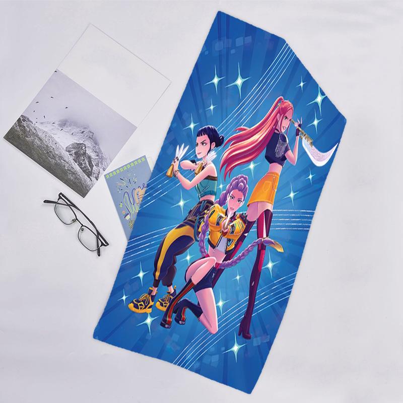 1pc KPop Demon Hunters8 Beach Towel, Beach and Seaside Swimming Pool Equipment, Fashion Pattern, Rectangular, Travel Essentials