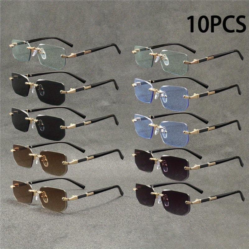 

10 шт. Ретро квадратные безободковые модные очки - Винтажный стиль декоративные очки для мужчин и женщин от темно-синего до светло-серого