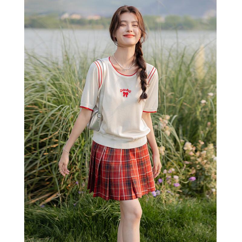 Mocana Women s Summer Bow Embroidered Short-Sleeve T-Shirt One Size