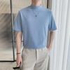 Men’s High-End Short-Sleeve T-Shirt: Lightweight, Half-High Collar, Solid Color, Ideal for Spring and Autumn.