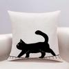 Minimalist Black Cat Silhouette Throw Pillow Cover - Artistic Animal Home Decor