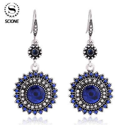 Etniczne retro słonecznik czeski wiszące kolczyki damskie kolczyki z biżuterią