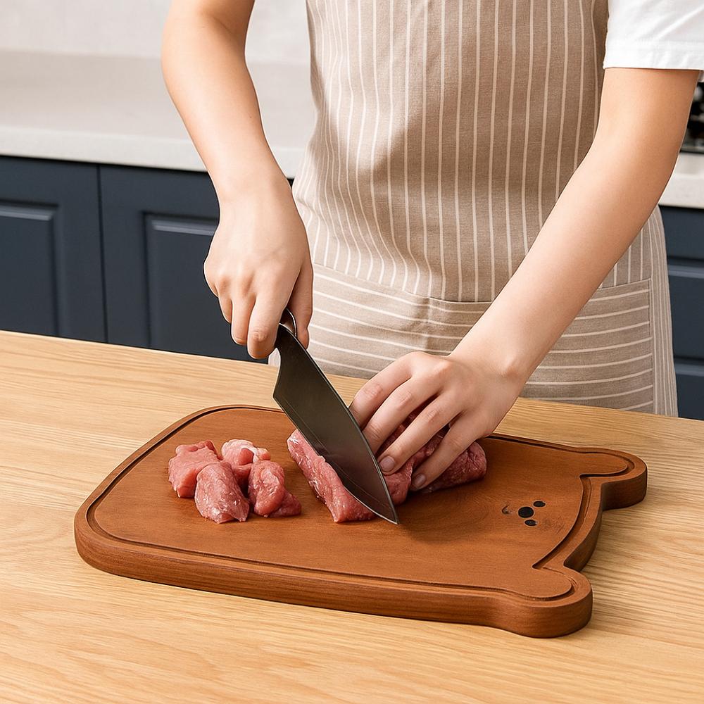 Cute Design Bear Cutting Board Solid Wood Bread Board Ebony Wood Cutting Board  Bread Cutting