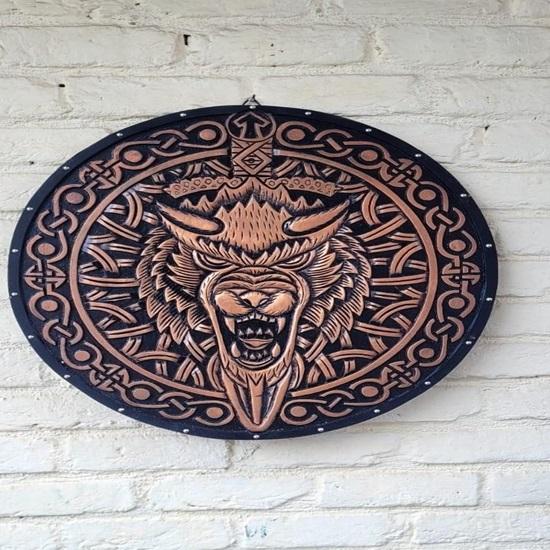 

Щит Викинга Волка 60,96 см Скандинавский Деревянный LARP Домашний Декор для Дисплея