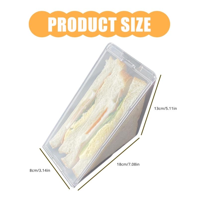 2Pcs Reusable Triangle Sandwich Containers Portable Plastic Food Storage Box for Freshness and Convenience