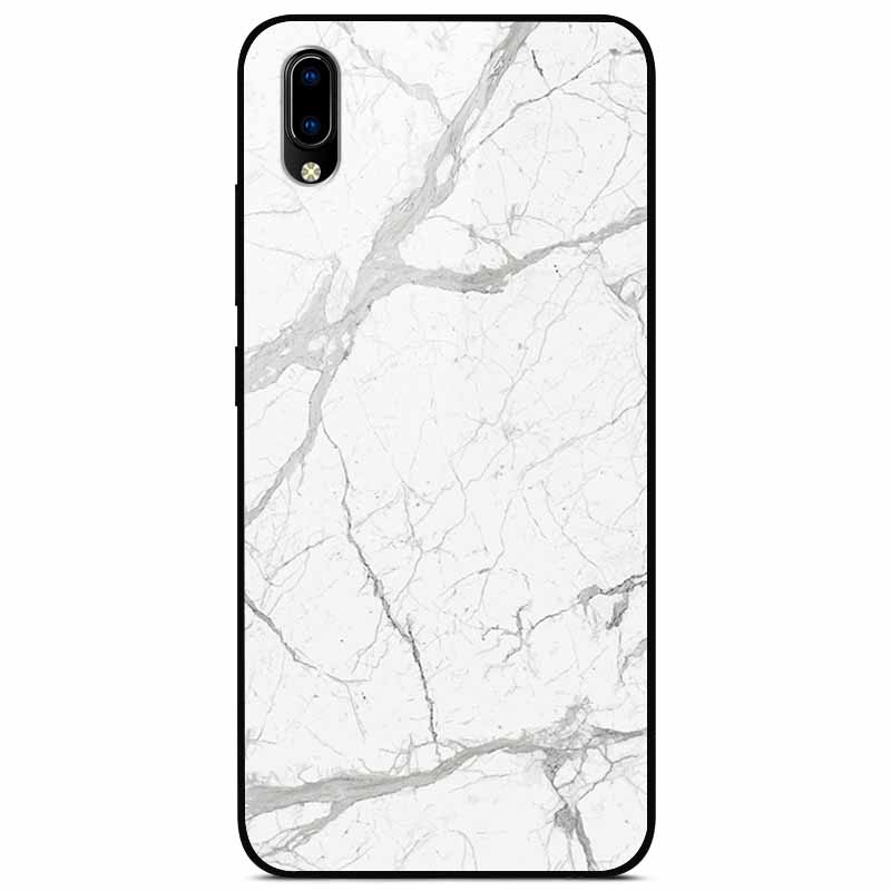 Case Tempered Glass Hard Clear Phone Case For Vivo Y91C Protector Shockproof Marble Fundas Coque