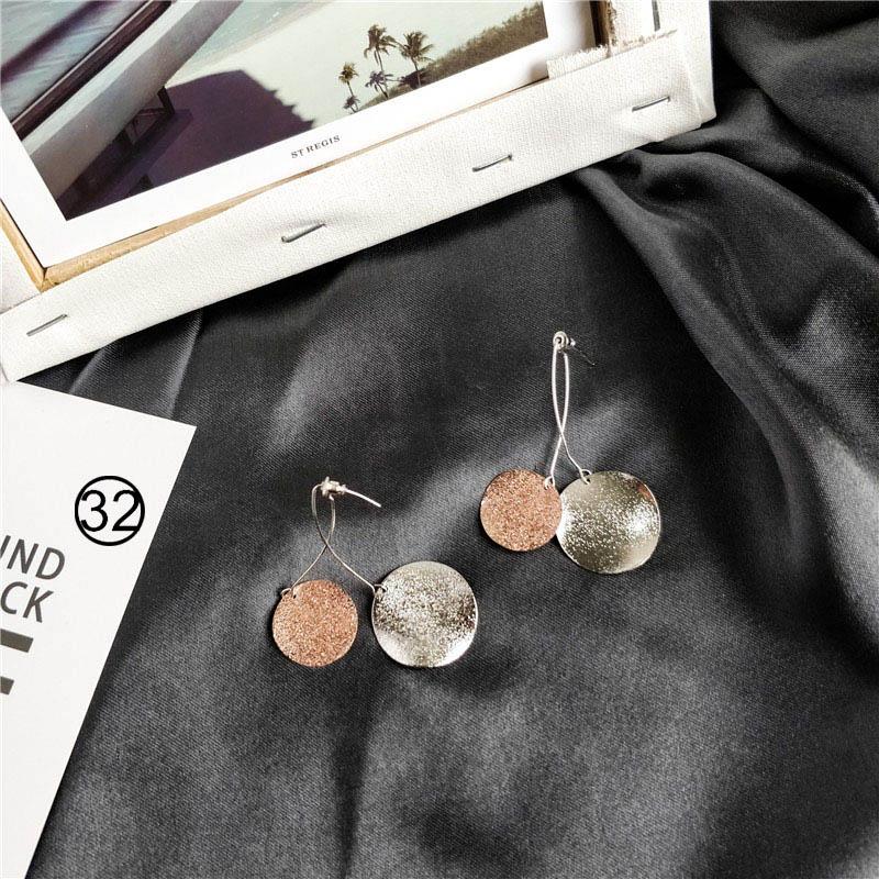 Fashion Geometric Round Drop Earrings Temperament Simple Star Tassel Pendant Earrings Female Gifts Jewelry