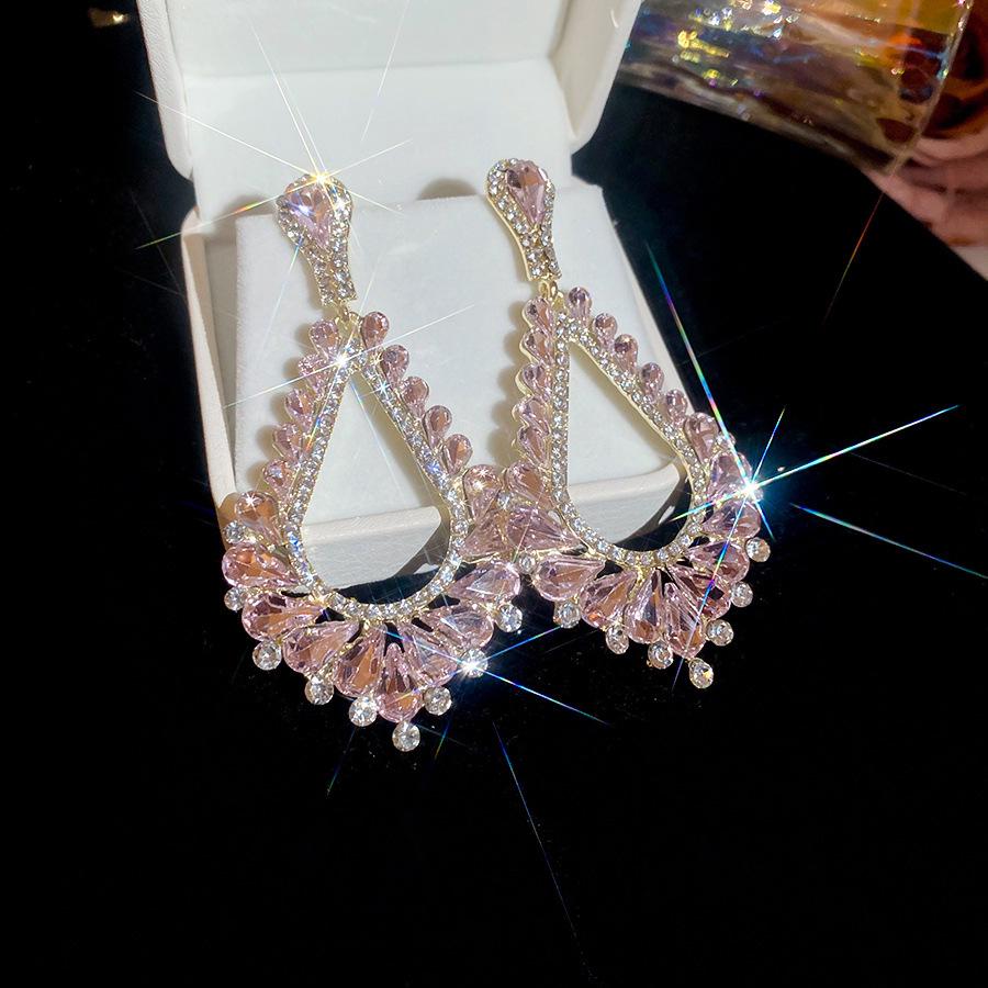 Silver Needle Pink Butterfly Zircon Cutout Stud Earrings - High-End Luxury Fashion Jewelry