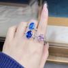 Blue Diamond Zirconia Pavé Women's Ring - High-End S925 Silver with High Carbon Diamond