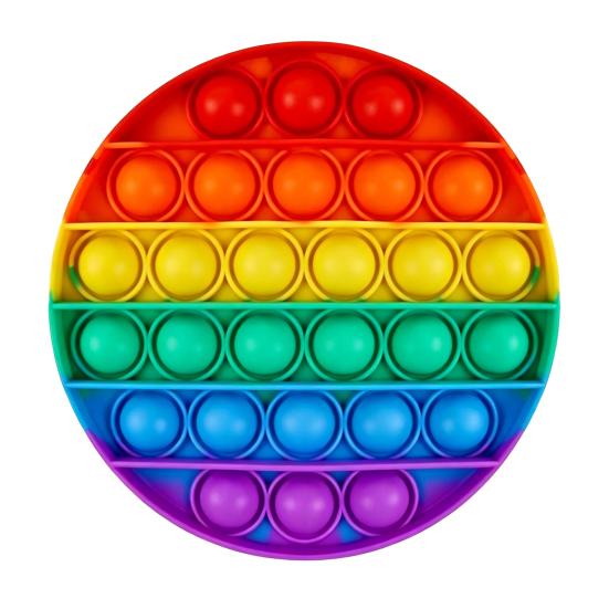 Rainbow Push Bubble Game Stress Anxiety Relief Bubble Popping Game Silicone Bubble Squeeze Sensory Fidget Toy Party Favors