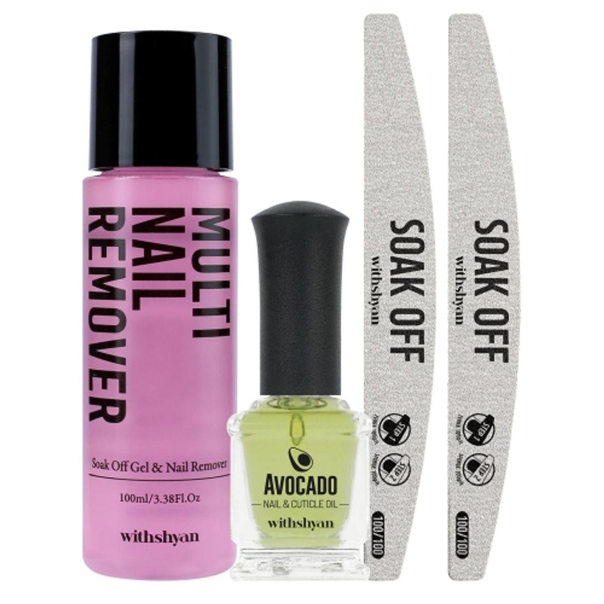 Gel Nail Soak-Off Set (Remover/Nail File/Nail Oil)