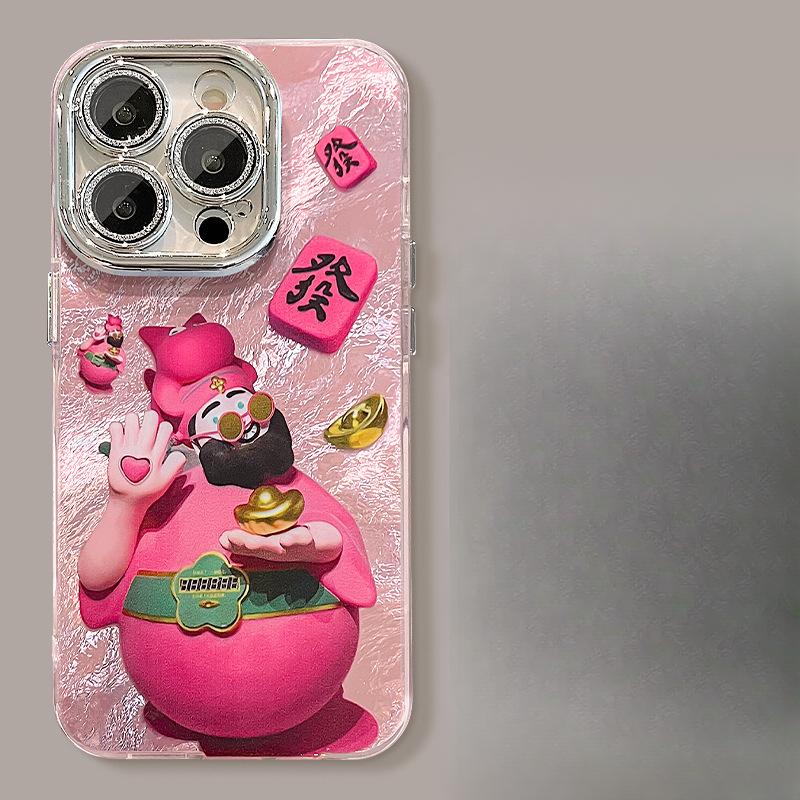 The God of Wealth Is Suitable for Apple 16 New Year Mobile Phone Case 15pro Lens Film Anti-fall 14 National Trend 13/12