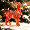 2D Acrylic Goat Christmas Tree Pendants Cute Animal Sheep Hanging Ornaments For Xmas Tree Decor Party Supplies  Year Gifts