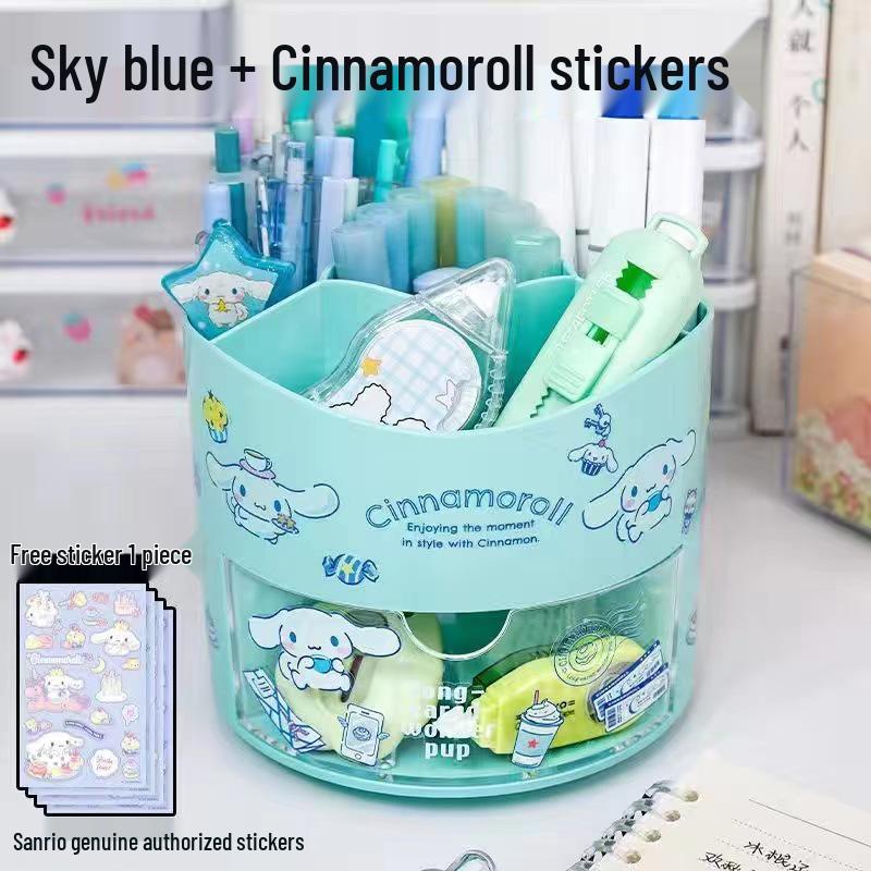 Вращающийся многосекционный пенал Cinnamoroll и My Melody - Милый девчачий органайзер в форме сердца