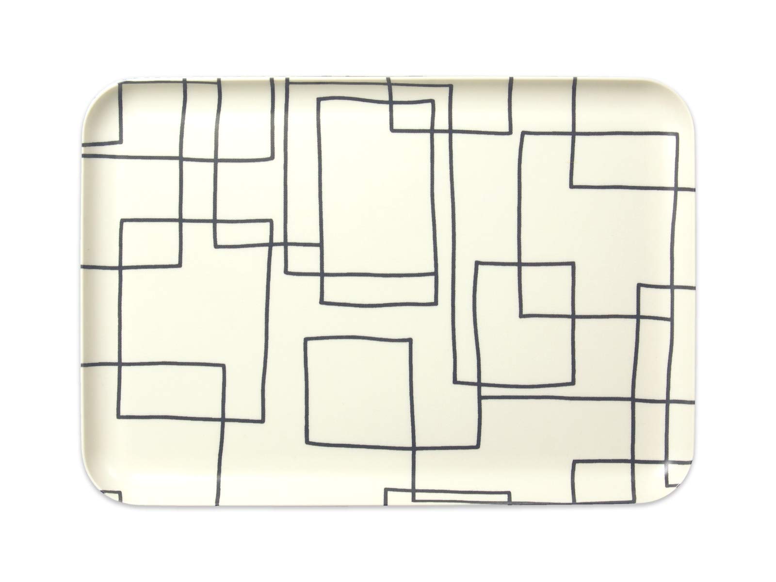 

TATSU-CRAFT NR Lunch Tray, Large, Scandinavian Style, Modern Labyrinth Design, Non-Slip, Microwave-Safe, Stylish Plastic Tray, Large and Small,