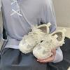 2025 Summer New Classmates Girls Pearl Bow Flower Sneakers Single Mesh Breathable Princess Moral Training Shoes