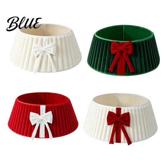 Christmas Tree Skirt Flannel Base Cover Round Wrap with Velvet Bow Decor Ornaments Stand Cover for Holiday Home Decoration Xmas