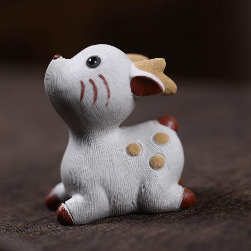 

Yixing Zisha Plum Blossom Deer Tea Pet Antique Fish Tank Landscaping Tea Figurine Play Toys Tea Statue Ornaments Supplies Craft