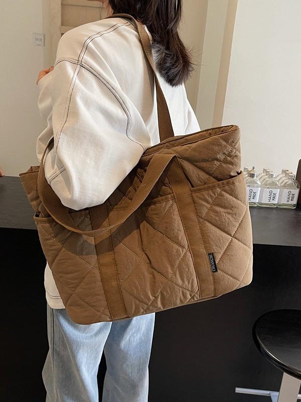 2025 Neue Übergroße Baumwollgepolsterte Tragetasche - Grenzüberschreitend Japan & Südkorea Herbst/Winter Schulterhandtasche für Damen