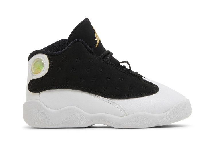 Kids' Sneakers Jordan 13 Retro Black White Gum Medium Brown Metallic Gold (TD)