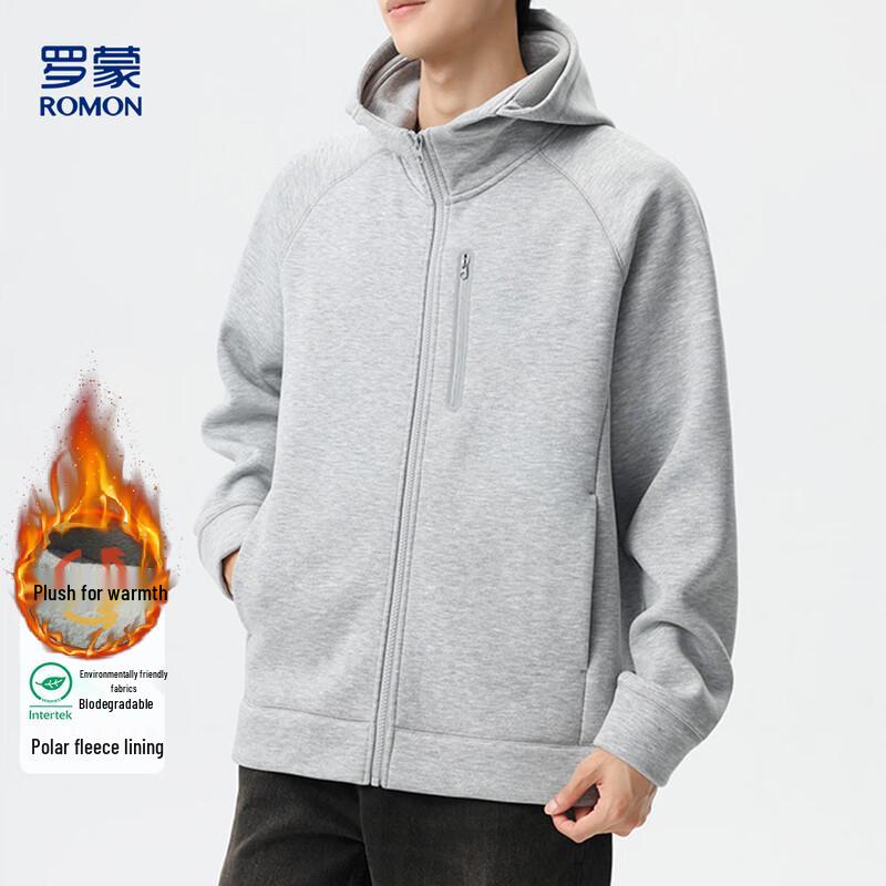 ROMON Men's Fleece Lined Air Layer Hooded Cardigan Jacket