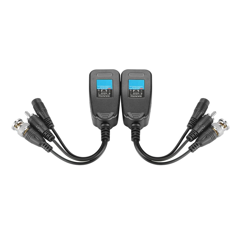 2Pcs HD CVI TVI AHD Passive Power Video Audio Balun Transceiver