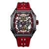 STARKING MIYOTA 6T15 Automatic Mechanical Watch Skeleton Dial Silicone Band Waterproof Luminous Tonneau Design Men's Wristwatch