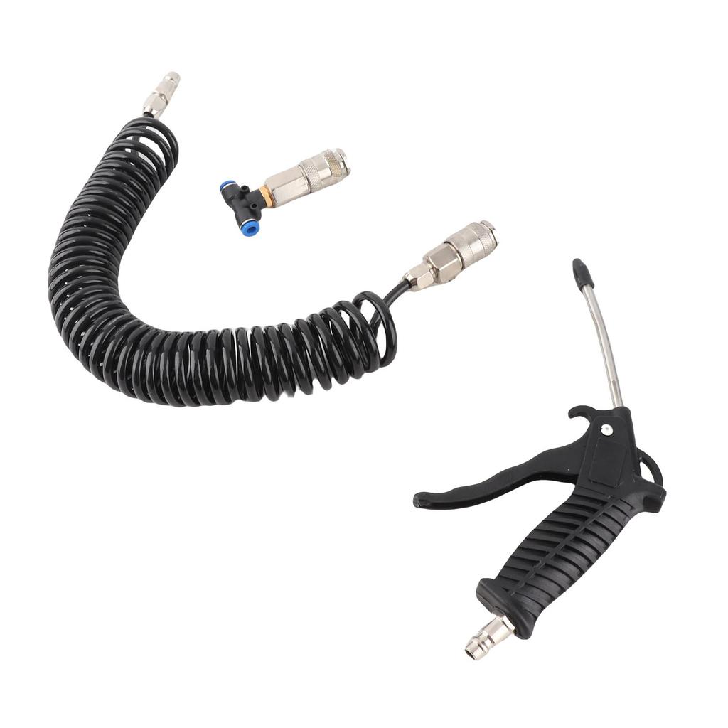 Black Air Duster Gun Pneumatic Wind Blowing Kit Set with Small EU Connector PU Hose