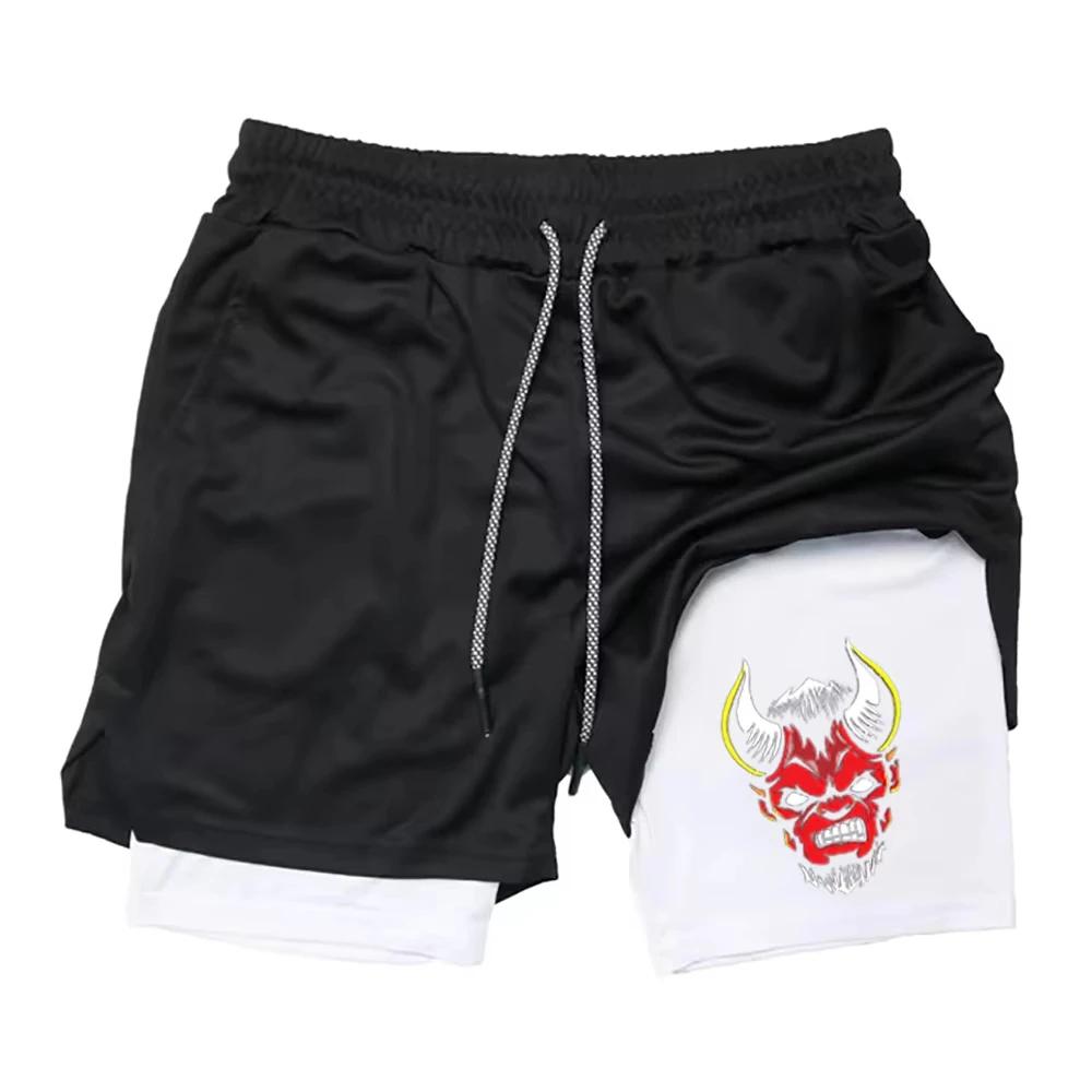 Demon Devil Satan Muay Thai Kick Boxing MMA Shorts Men Women Unisex Casual Sportswear Double Layer Quick Dry Training Sport Gym Fitness Workout