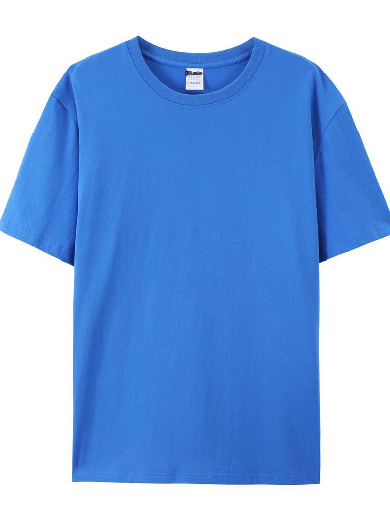 Unisex 180g Combed Cotton Crew Neck T-Shirt: Loose Fit, Solid Color, Short Sleeve, Print-Ready.